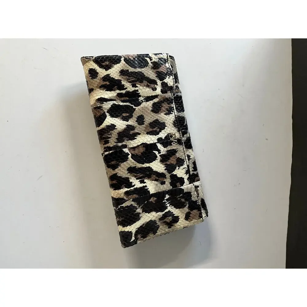 Diane von Furstenberg DVF Leopard Print Snakeskin Envelope Clutch